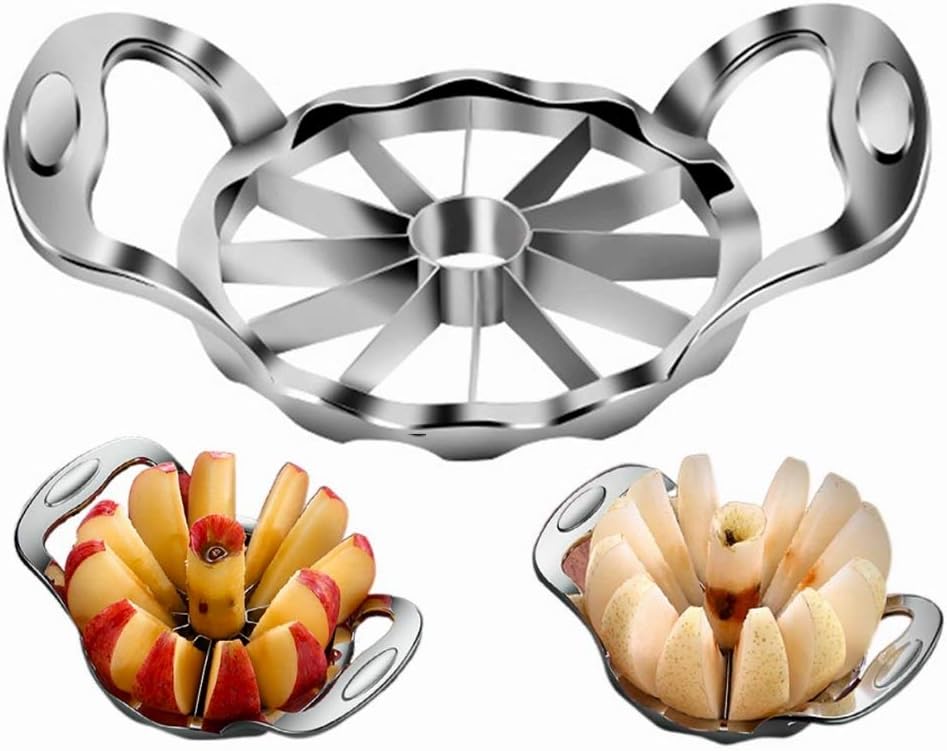 Apple Slicer and Corer 【UPGRADED】Apple Cutter Stainless Steel Heavy Duty Kitchen Gadgets- Extra Large Decorer Tools - 12 Slices Wedger Ultra Sharp