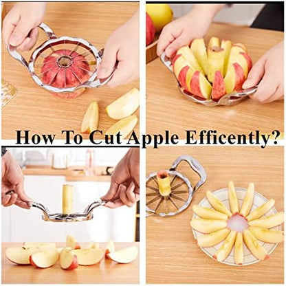 Apple Slicer and Corer 【UPGRADED】Apple Cutter Stainless Steel Heavy Duty Kitchen Gadgets- Extra Large Decorer Tools - 12 Slices Wedger Ultra Sharp