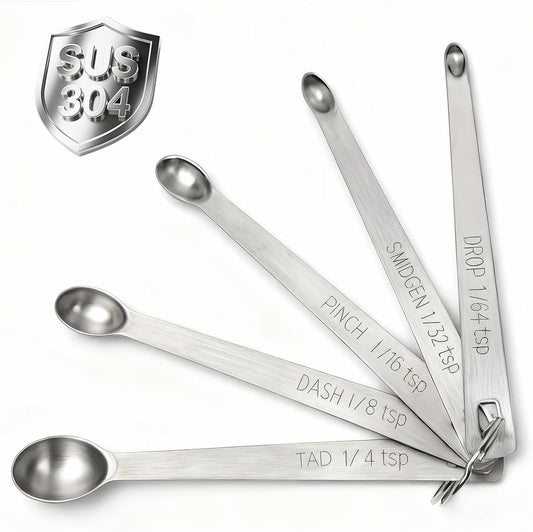 18/8(304) Mini Measuring Spoon Set, Small Teaspoon for Tiny Measurement | Stainless Steel, ‌Rust-Free, Dishwasher-Safe, High Precision, Easy-Read Markings, Multi-Purpose, Lightweight & Durable