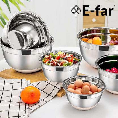 Stainless Steel Mixing Bowls with Lids Set, 5-Piece, Khaki