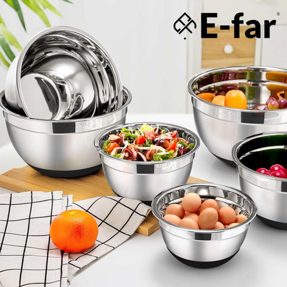 Stainless Steel Mixing Bowls with Lids Set, 5-Piece, Khaki