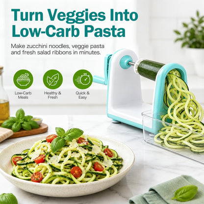 Zucchini Noodle Maker Spaghetti Spiralizer - 5 Blades Vegetable Slicer for Veggie Noodles and Curly Chips