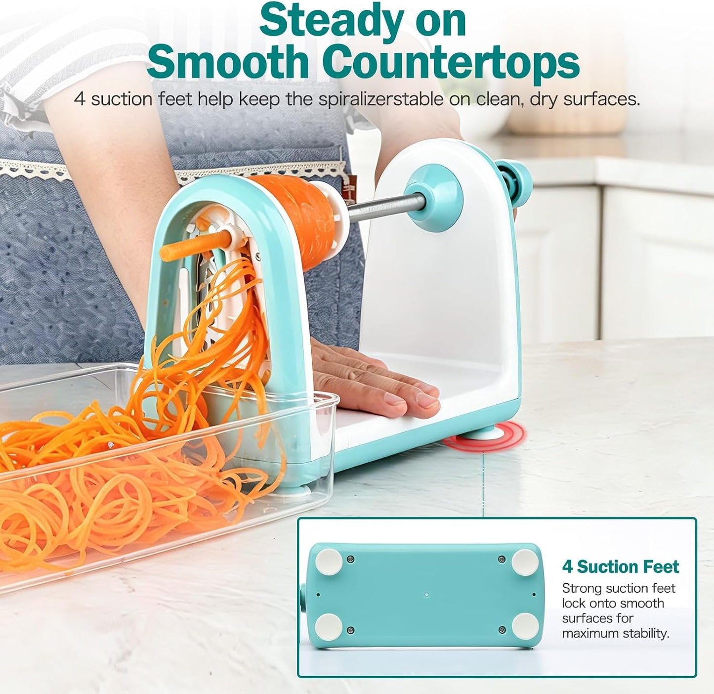 Zucchini Noodle Maker Spaghetti Spiralizer - 5 Blades Vegetable Slicer for Veggie Noodles and Curly Chips