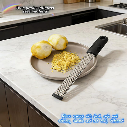 Stainless Steel Lemon Zester Grater with Handle, 12 Inch, Food Grade Kitchen Tool for Cheese, Garlic, Ginger, Chocolate, Citrus