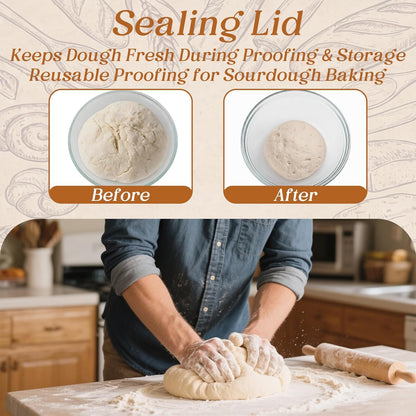 7 Pcs 4.7 Quart Large Glass Bowl for Sourdough Bread Starter Mixing Bowl for Sourdough Bread with Lid Sour Dough Baking Supplies Clear Proofing Container Sour dough Making Tool