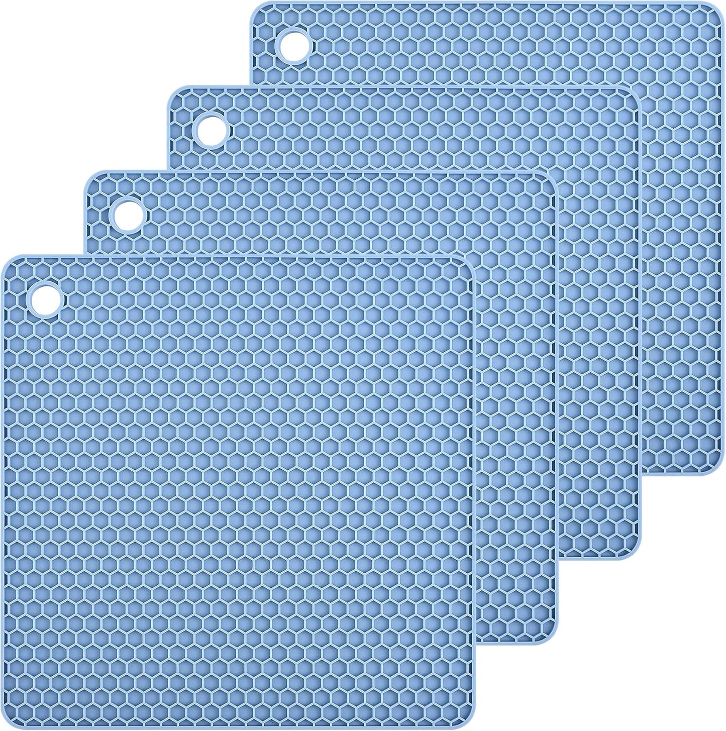 Silicone Trivets Mats Set, Silicone Hot Pads Pot Mat for Countertop, Trivet Pads Heat Resistant, Table Placemats, Square Small Drying Mats, 4 Pack, Black Trivets