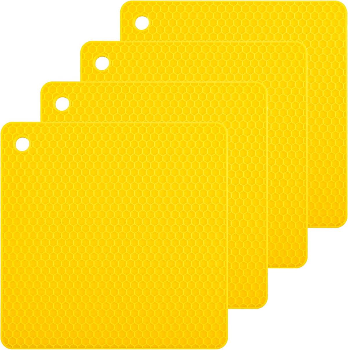 Silicone Trivets Mats Set, Silicone Hot Pads Pot Mat for Countertop, Trivet Pads Heat Resistant, Table Placemats, Square Small Drying Mats, 4 Pack, Black Trivets