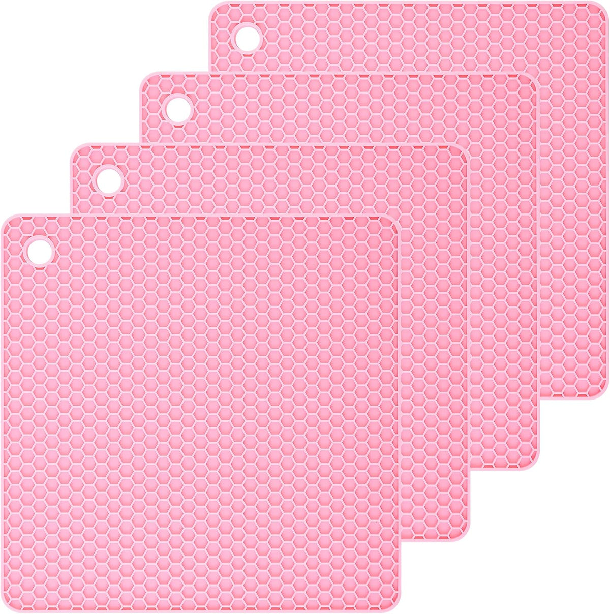 Silicone Trivets Mats Set, Silicone Hot Pads Pot Mat for Countertop, Trivet Pads Heat Resistant, Table Placemats, Square Small Drying Mats, 4 Pack, Black Trivets