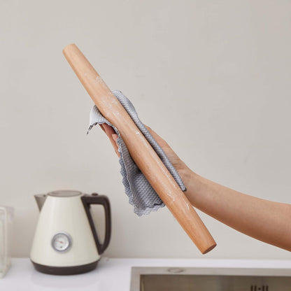 French Rolling Pin for Dough - 16" Classic Wood Rolling Pins for Baking, Dough Roller for Fondant Pizza Pie Crust Cookie Pastry Pasta, Kitchen Baking Supplies, Beech Wood