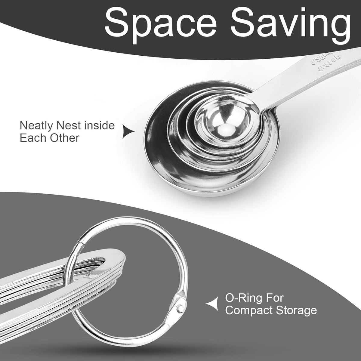 5pcs Measuring Spoon Set, Heavy Duty Stainless Steel | Cooking Baking, Tablespoon Teaspoon for Dry or Liquid Ingredients, Fits in Spice Jar, 1/4 1/2 1 tsp, 1/2 1 tbsp