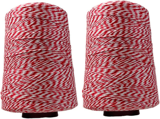 Baker's Twine Cone, 2046 ft. Colorful String, Cord for Tying Pastry Boxes, Wrapping Baked Goods, Gifts and DIY Crafts, Pack of 2, Red/White