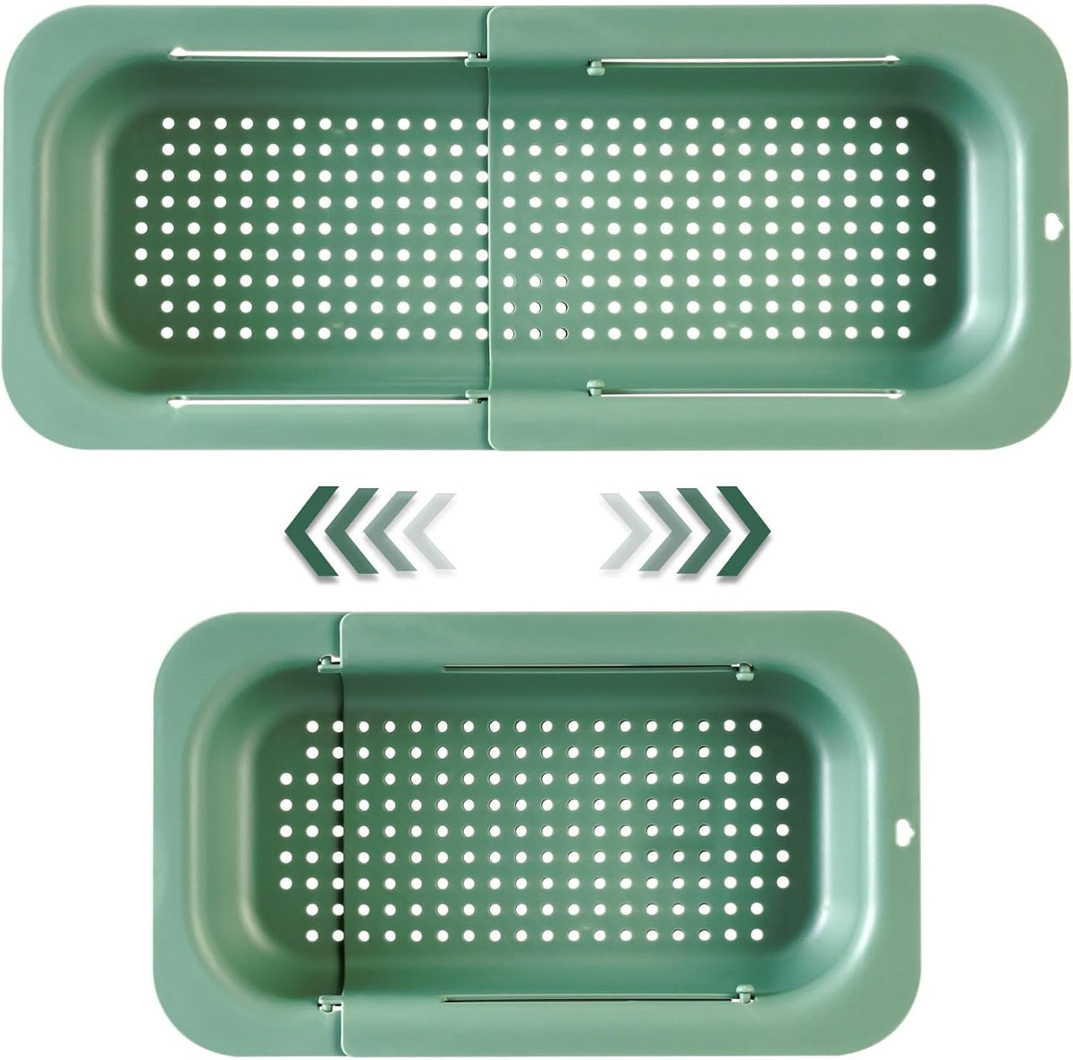 Extendable Sink Colander Strainer Basket - Wash Vegetables and Fruits, Drain Cooked Pasta and Dry Dishes - Adjustable Over the Sink Colander Collapsible Drainer Basket -Gray
