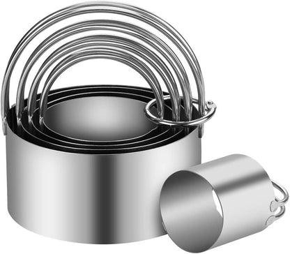 5 Pieces Biscuit Cookie Cutters Set,Stainless Steel Circle Round Cookie Biscuit Cutters in Graduated Sizes Shape Molds for Pastries Doughs Doughnuts