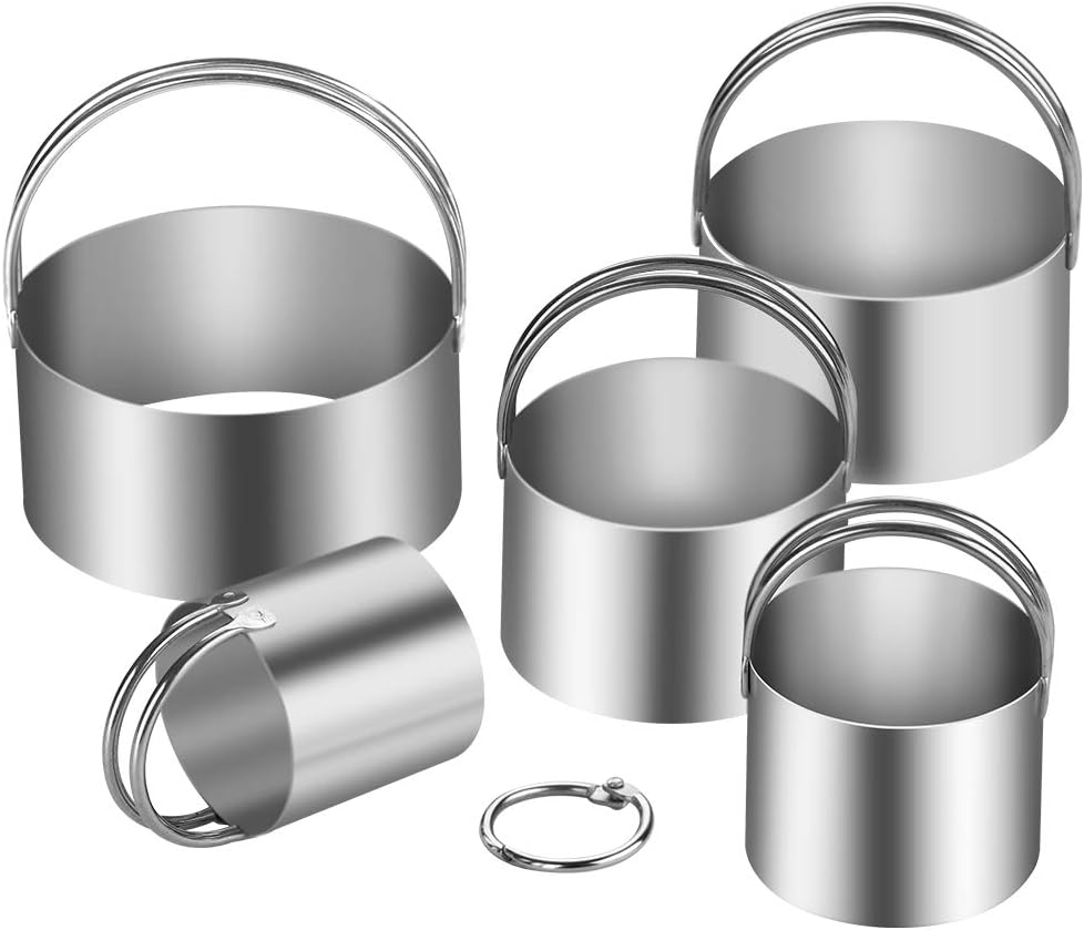 5 Pieces Biscuit Cookie Cutters Set,Stainless Steel Circle Round Cookie Biscuit Cutters in Graduated Sizes Shape Molds for Pastries Doughs Doughnuts
