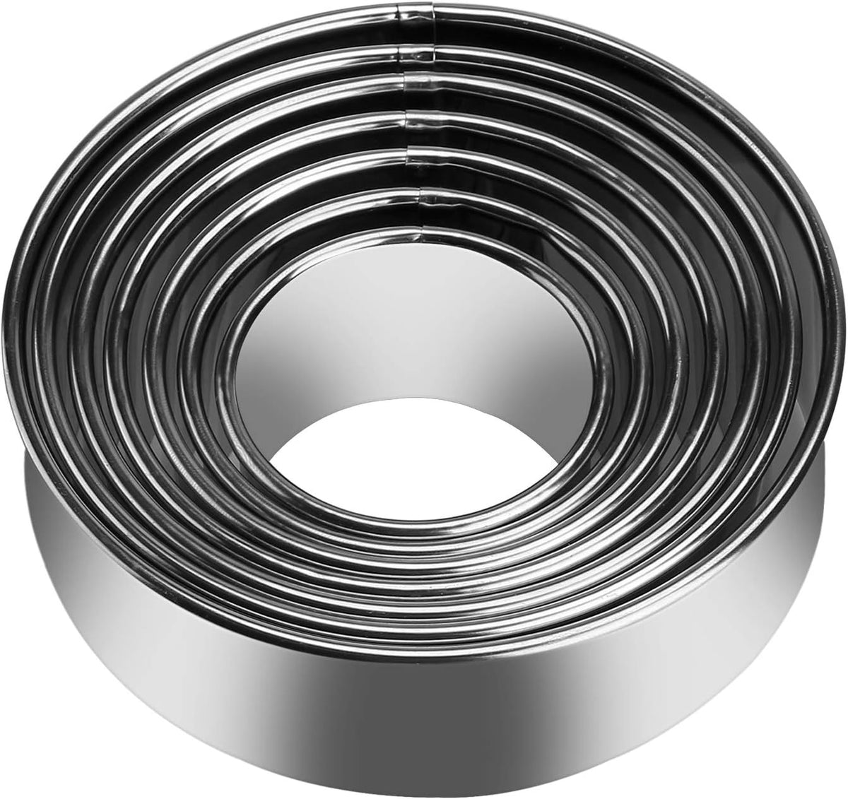 5 Pieces Biscuit Cookie Cutters Set,Stainless Steel Circle Round Cookie Biscuit Cutters in Graduated Sizes Shape Molds for Pastries Doughs Doughnuts