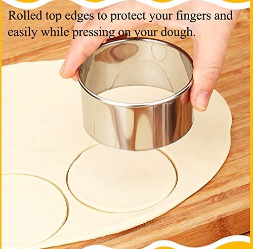 5 Pieces Biscuit Cookie Cutters Set,Stainless Steel Circle Round Cookie Biscuit Cutters in Graduated Sizes Shape Molds for Pastries Doughs Doughnuts