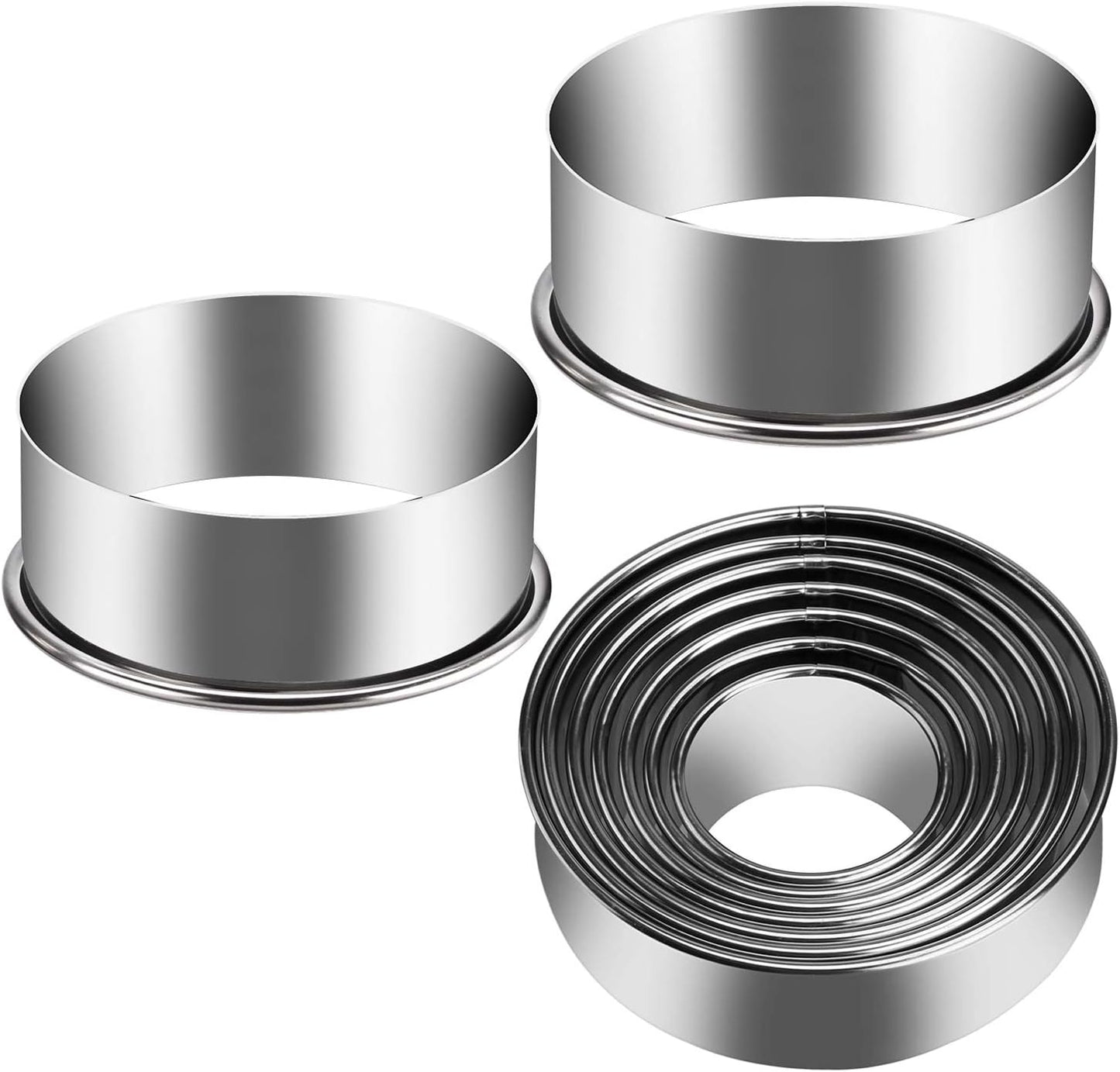 5 Pieces Biscuit Cookie Cutters Set,Stainless Steel Circle Round Cookie Biscuit Cutters in Graduated Sizes Shape Molds for Pastries Doughs Doughnuts