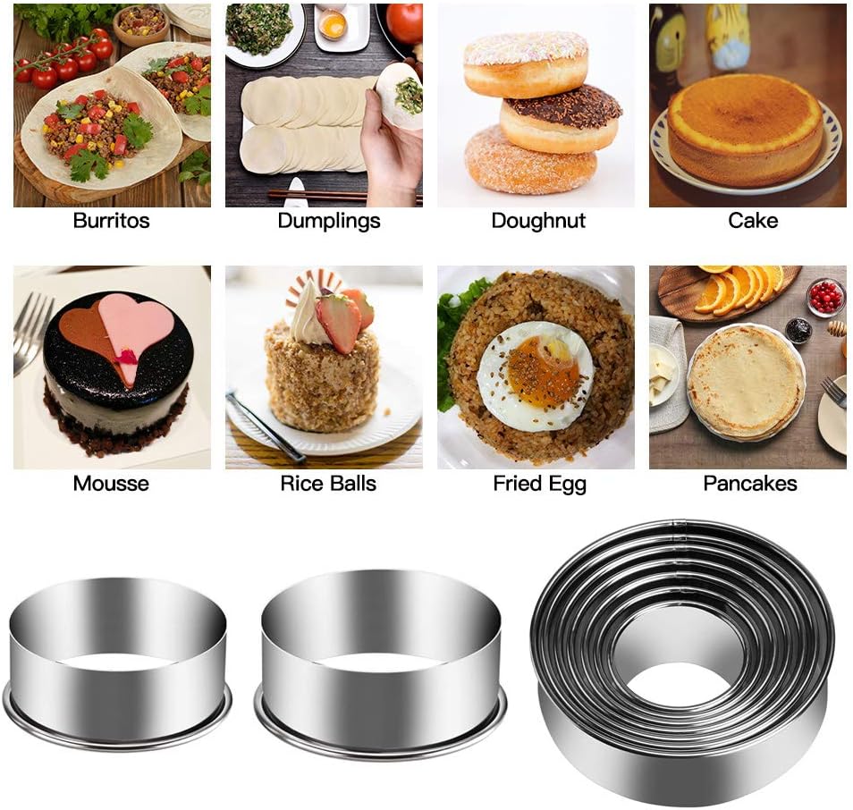 5 Pieces Biscuit Cookie Cutters Set,Stainless Steel Circle Round Cookie Biscuit Cutters in Graduated Sizes Shape Molds for Pastries Doughs Doughnuts