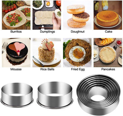 5 Pieces Biscuit Cookie Cutters Set,Stainless Steel Circle Round Cookie Biscuit Cutters in Graduated Sizes Shape Molds for Pastries Doughs Doughnuts