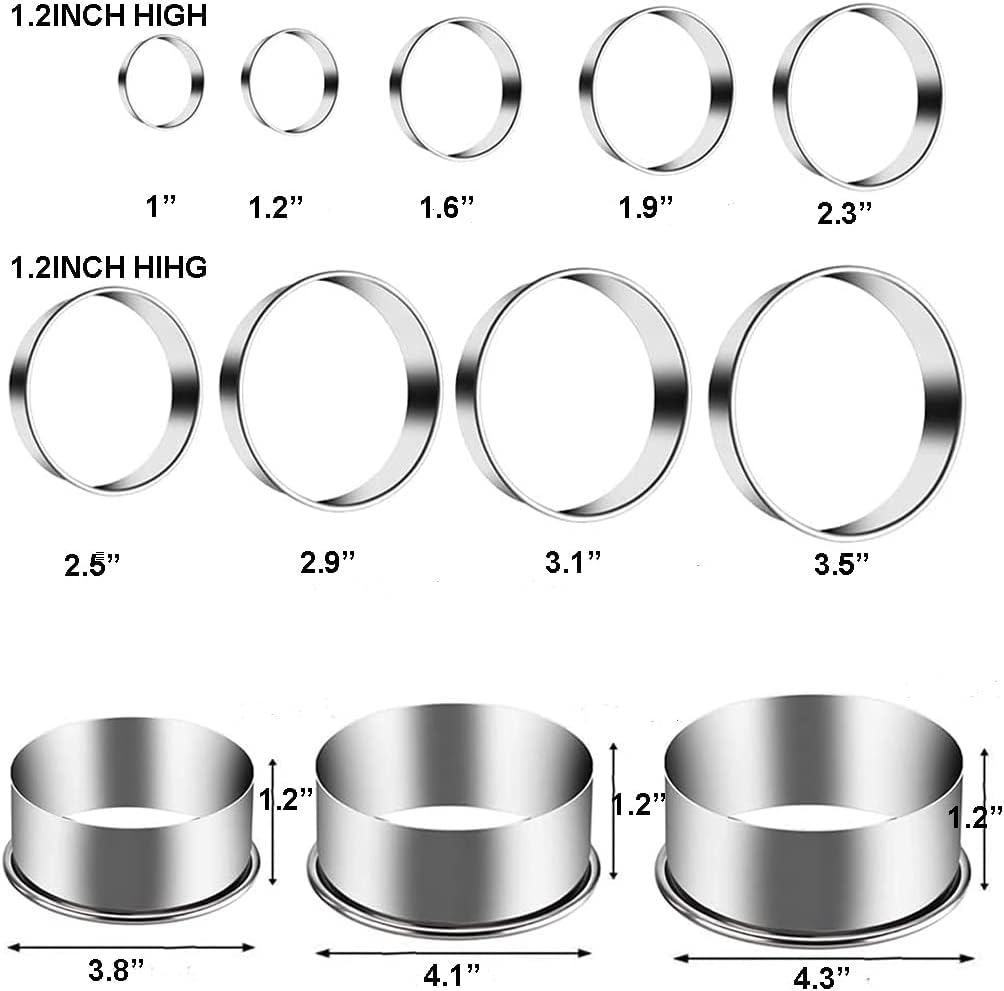 5 Pieces Biscuit Cookie Cutters Set,Stainless Steel Circle Round Cookie Biscuit Cutters in Graduated Sizes Shape Molds for Pastries Doughs Doughnuts
