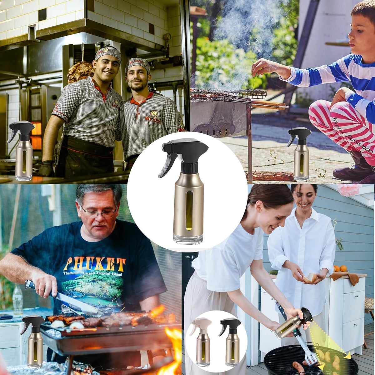 Oil Sprayer for Cooking, Olive Oil Sprayer, 180ml Oil Spray Bottle for BBQ, Roasting, Salad, Kitchen Gadgets Accessories for Air Fryer. Thick Glass, Fan mist, Strong Spray Force. (Classic, Gold)