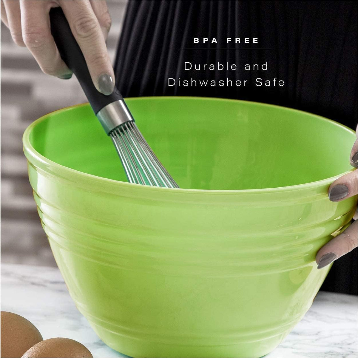 Mixing Bowl Set with Lids | Versatile Plastic Bowls for Kitchen Mixing, Serving, and Storage - 4-Piece Mixing Bowl Set in Various Sizes | Space-Saving Nesting Design | Dishwasher Safe