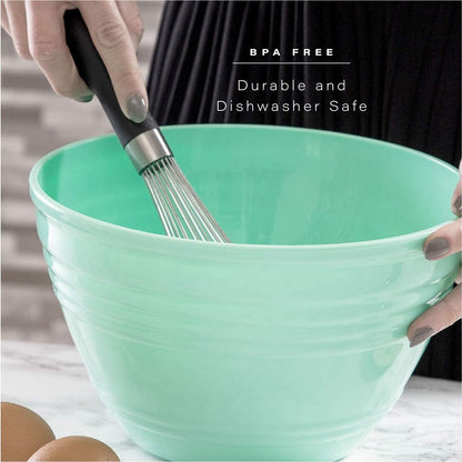 Mixing Bowl Set with Lids | Versatile Plastic Bowls for Kitchen Mixing, Serving, and Storage - 4-Piece Mixing Bowl Set in Various Sizes | Space-Saving Nesting Design | Dishwasher Safe