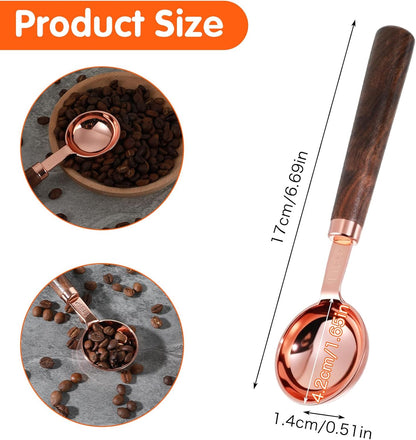 1 Tablespoon Scoop, Coffee Measuring Spoon with Wood Handle, Stainless Steel Coffee Scoop for Beans,Espresso, Protein Powders, Tea, Sugar(1 Tbsp/15ml)