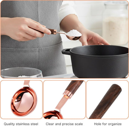 1 Tablespoon Scoop, Coffee Measuring Spoon with Wood Handle, Stainless Steel Coffee Scoop for Beans,Espresso, Protein Powders, Tea, Sugar(1 Tbsp/15ml)