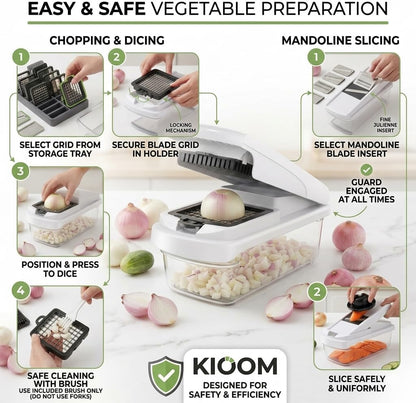 Vegetable Chopper 15 in 1 with Container – Mandoline Slicer, Onion Chopper Dicer, Food Chopper, Cheese Grater & Veggie Slicer for Kitchen Meal Prep