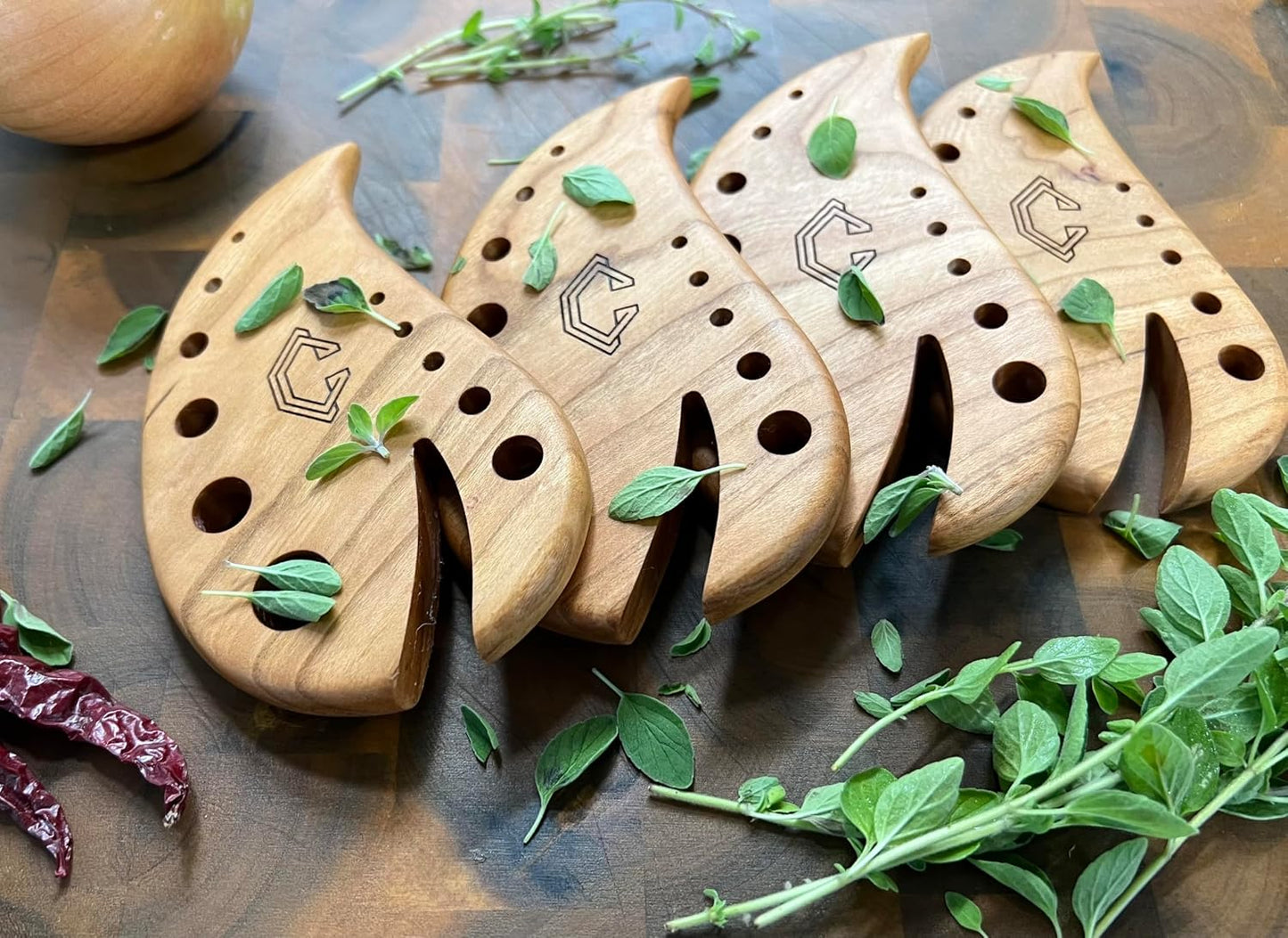 Herb Stripper, Cherry Hardwood Leaf Remover Tool, Kentucky Handcrafted for Cooking, Kale, Rosemary, Thyme, Gardening