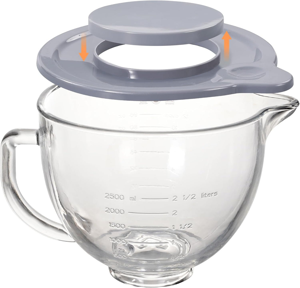 XINBOOG 5QT Glass Bowl Compatible with KitchenAid 4.5-5 QT Tilt Stand Mixer