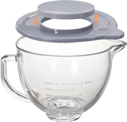 XINBOOG 5QT Glass Bowl Compatible with KitchenAid 4.5-5 QT Tilt Stand Mixer