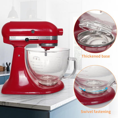 XINBOOG 5QT Glass Bowl Compatible with KitchenAid 4.5-5 QT Tilt Stand Mixer