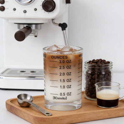 Shot Glass Measuring Cup 3 Ounce/90ML Liquid Heavy High Espresso Glass Cup Black Line