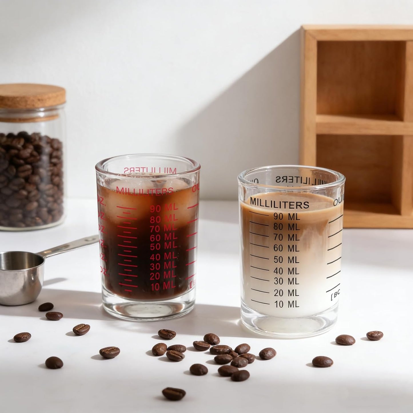 Shot Glass Measuring Cup 3 Ounce/90ML Liquid Heavy High Espresso Glass Cup Black Line