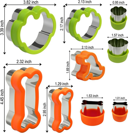 Dog Cookie Cutter Set, 9 Pieces, Assorted Sizes | Bone, Paw Print, Puppy Shapes, Stainless Steel Dog Treats Biscuit Molds with Detachable Plastic Cover, Safe for Kids
