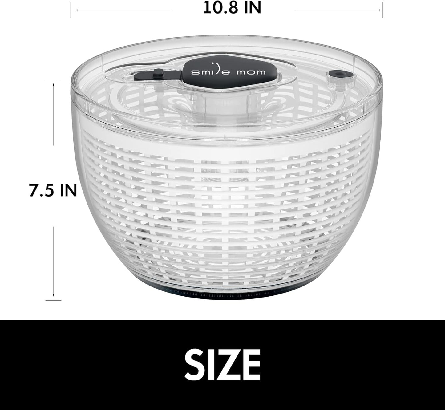 Salad Spinner Large Lettuce Spinner Kitchen Gadgets, Large Salad Spinner Vegetable Washer, High Efficiency for Kitchen Washing & Drying Leafy Vegetables, One-Handed Easy Press 6.3 Qt White
