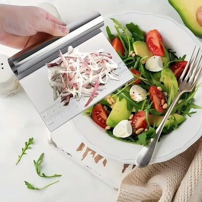 Dough Pastry Scraper Stainless Steel Bench Scraper with Measuring Scale Multipurpose for Butter, Cake, Onion, Vegetable, Pizza Cutter - Pastry Bread Separator
