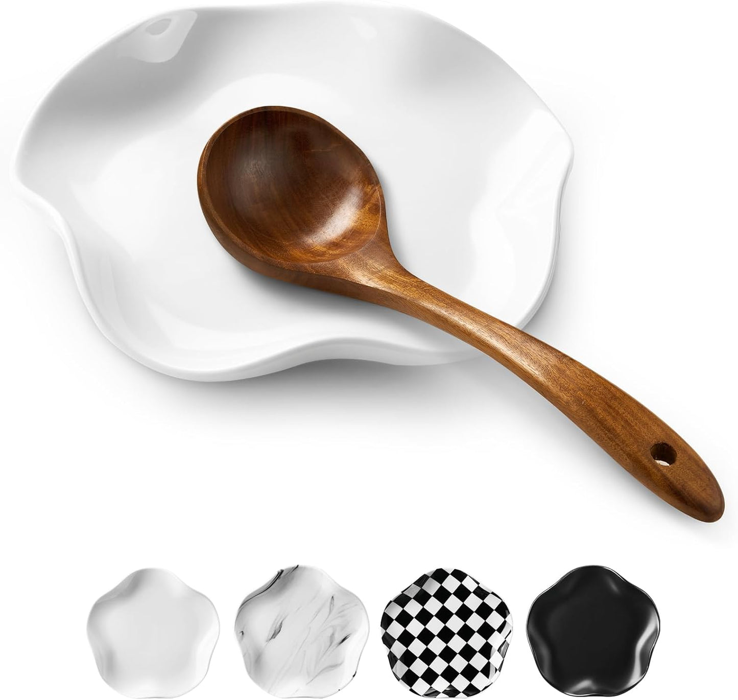 Spoon Rest for Stove Top, Ceramic Spoon Holder for Counter, Modern Farmhouse Decor Accessories for Spatula, Spoons or Tongs