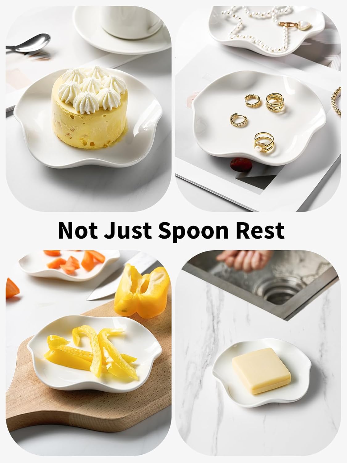 Spoon Rest for Stove Top, Ceramic Spoon Holder for Counter, Modern Farmhouse Decor Accessories for Spatula, Spoons or Tongs