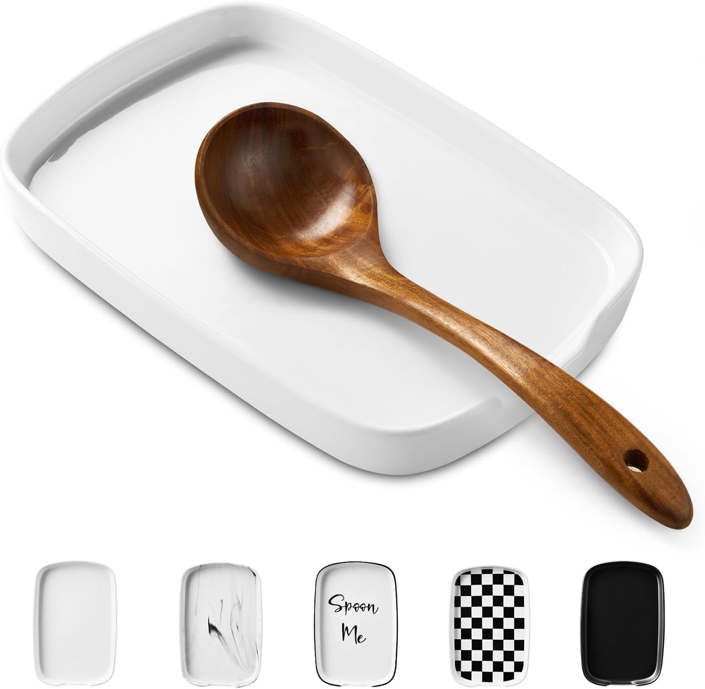 Spoon Rest for Stove Top, Ceramic Spoon Holder for Counter, Modern Farmhouse Decor Accessories for Spatula, Spoons or Tongs