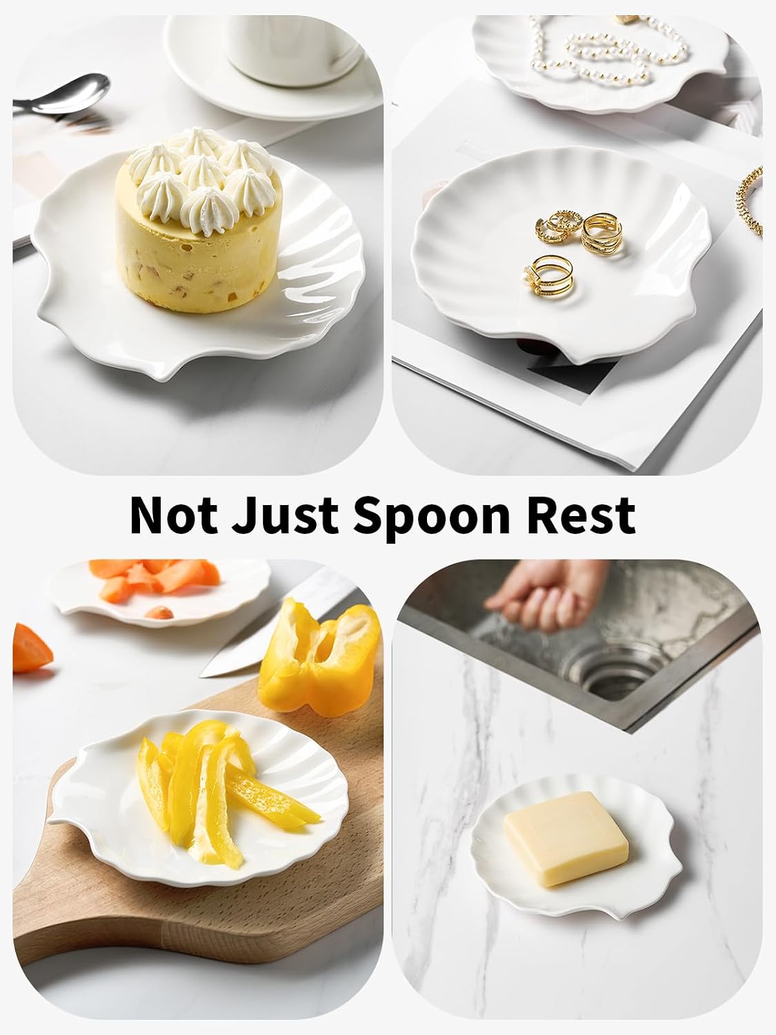 Spoon Rest for Stove Top, Ceramic Spoon Holder for Counter, Modern Farmhouse Decor Accessories for Spatula, Spoons or Tongs