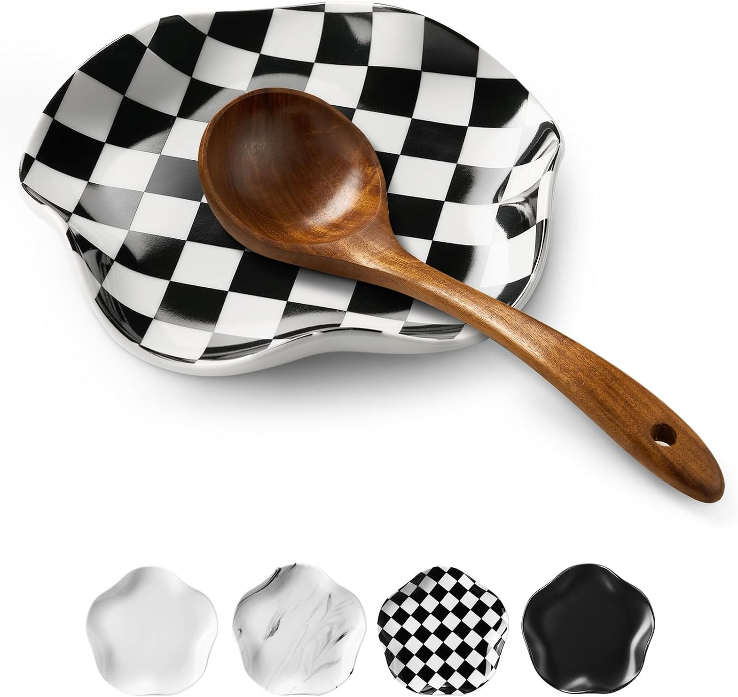 Spoon Rest for Stove Top, Ceramic Spoon Holder for Counter, Modern Farmhouse Decor Accessories for Spatula, Spoons or Tongs