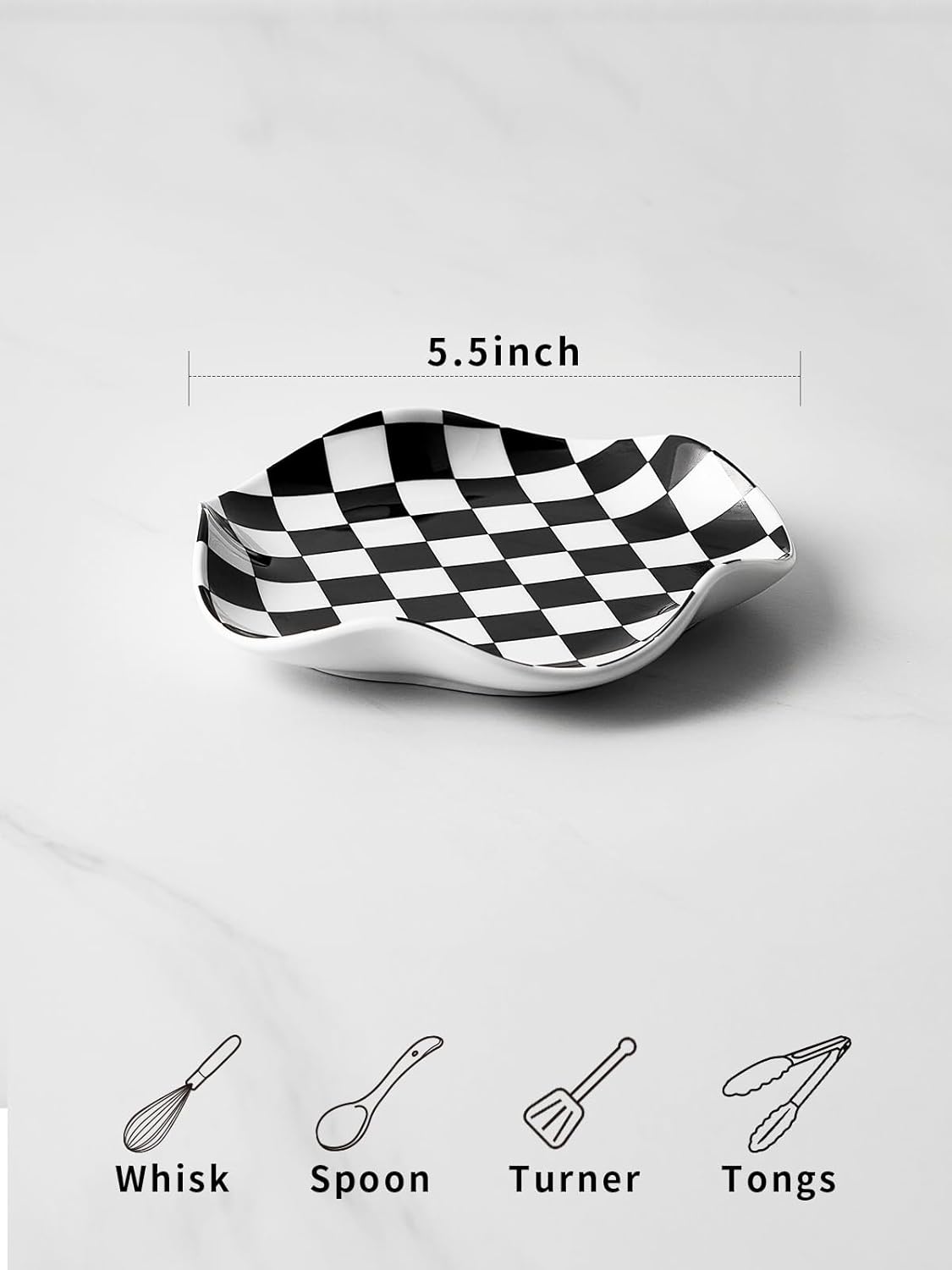 Spoon Rest for Stove Top, Ceramic Spoon Holder for Counter, Modern Farmhouse Decor Accessories for Spatula, Spoons or Tongs