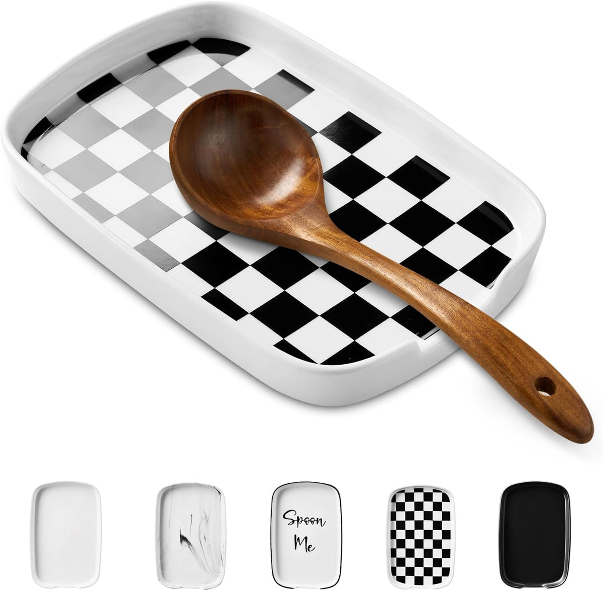 Spoon Rest for Stove Top, Ceramic Spoon Holder for Counter, Modern Farmhouse Decor Accessories for Spatula, Spoons or Tongs
