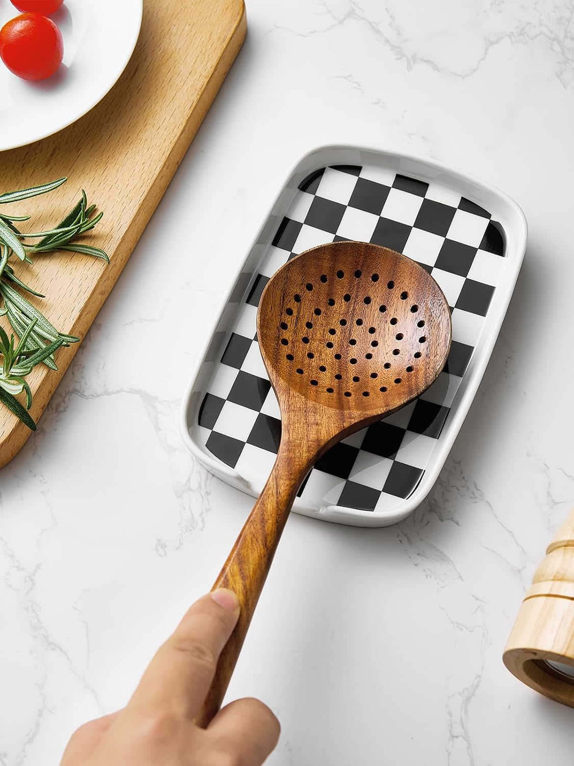 Spoon Rest for Stove Top, Ceramic Spoon Holder for Counter, Modern Farmhouse Decor Accessories for Spatula, Spoons or Tongs