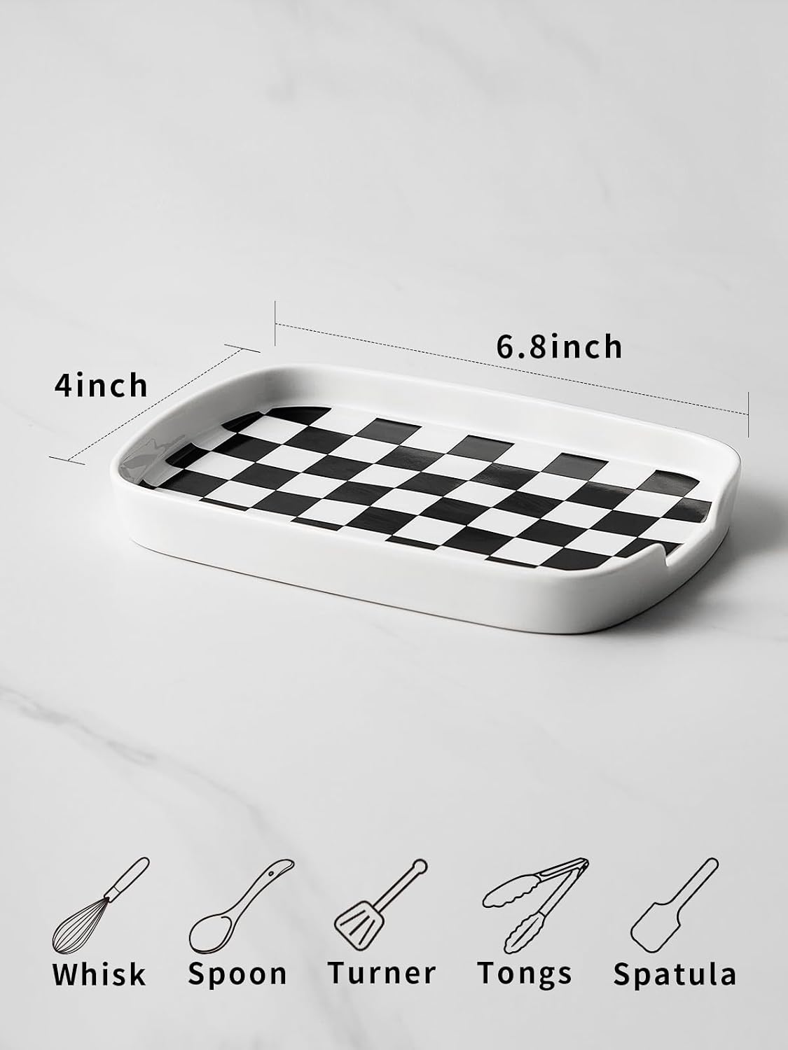 Spoon Rest for Stove Top, Ceramic Spoon Holder for Counter, Modern Farmhouse Decor Accessories for Spatula, Spoons or Tongs