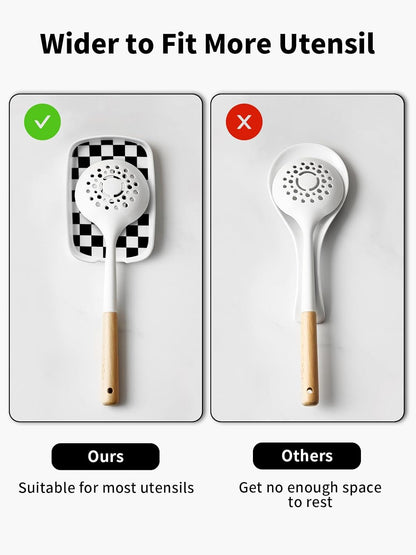 Spoon Rest for Stove Top, Ceramic Spoon Holder for Counter, Modern Farmhouse Decor Accessories for Spatula, Spoons or Tongs