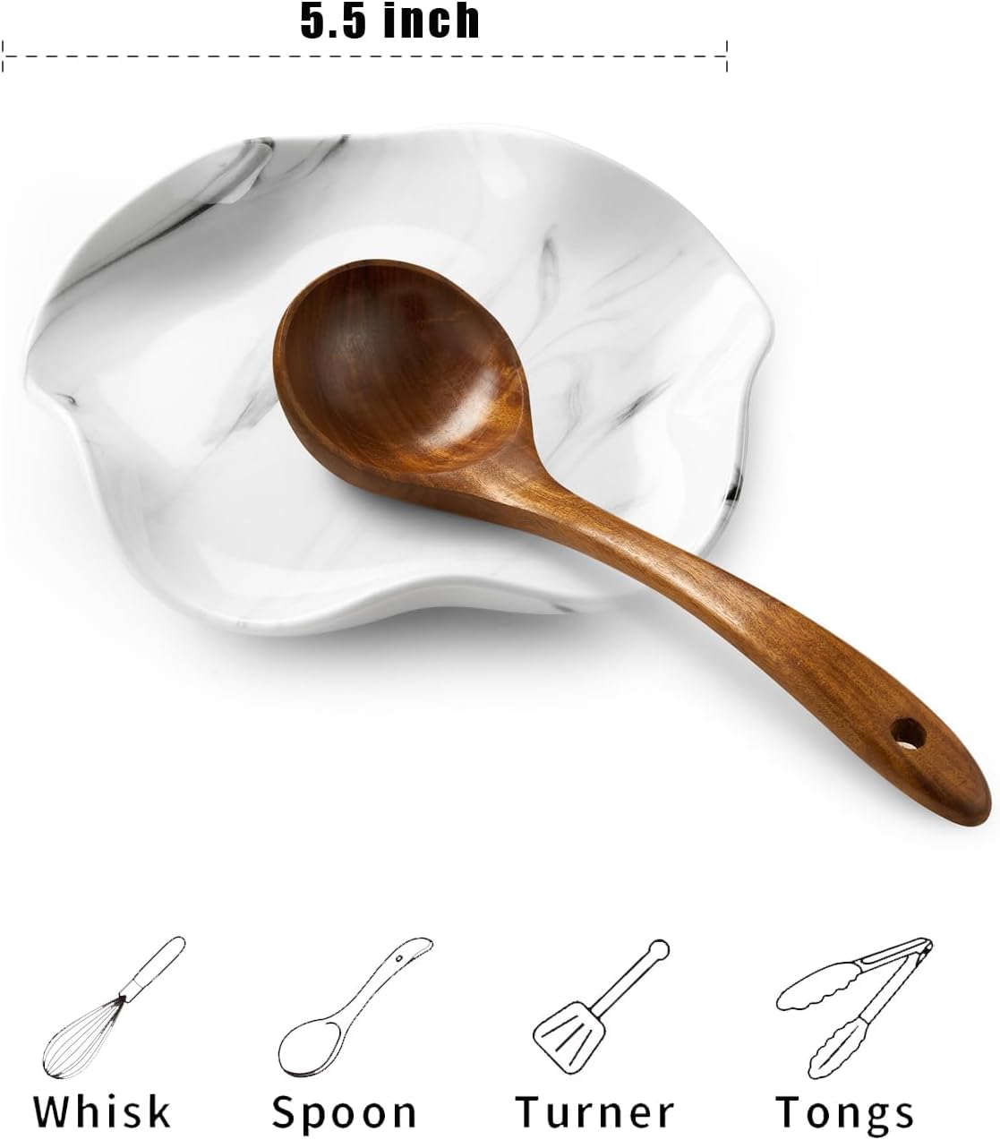 Spoon Rest for Stove Top, Ceramic Spoon Holder for Counter, Modern Farmhouse Decor Accessories for Spatula, Spoons or Tongs